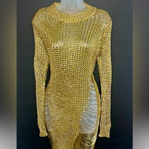 Gold long sleeve dress